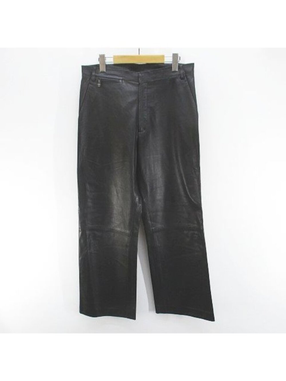 Versace Gianni Long Length Wide Pants Leather Style Zip Fly Black Medusa